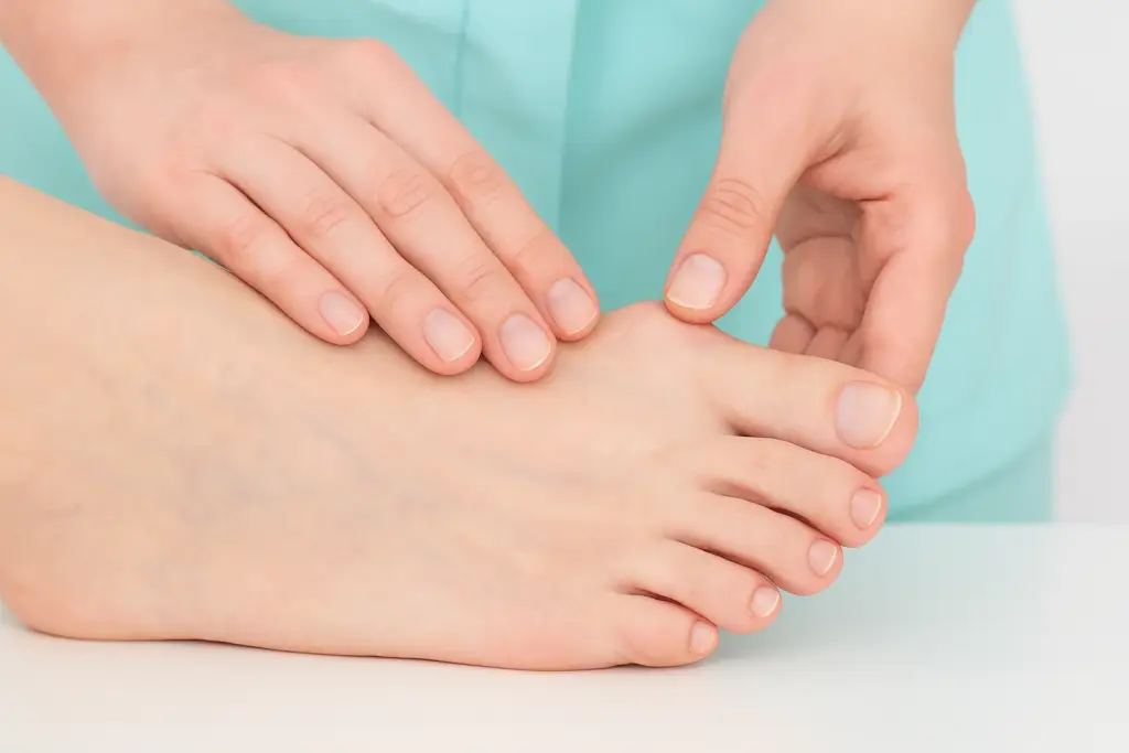 Врач осматривает ногу