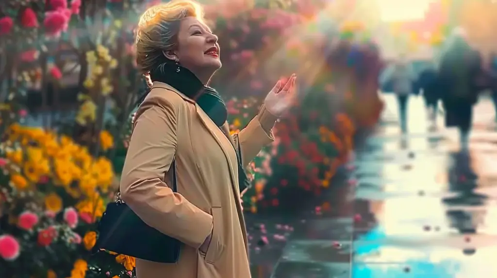 Женщина смотрит на солнце